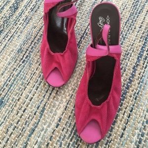 Donald J Pliner Hot Pink Suede Slingback Heels